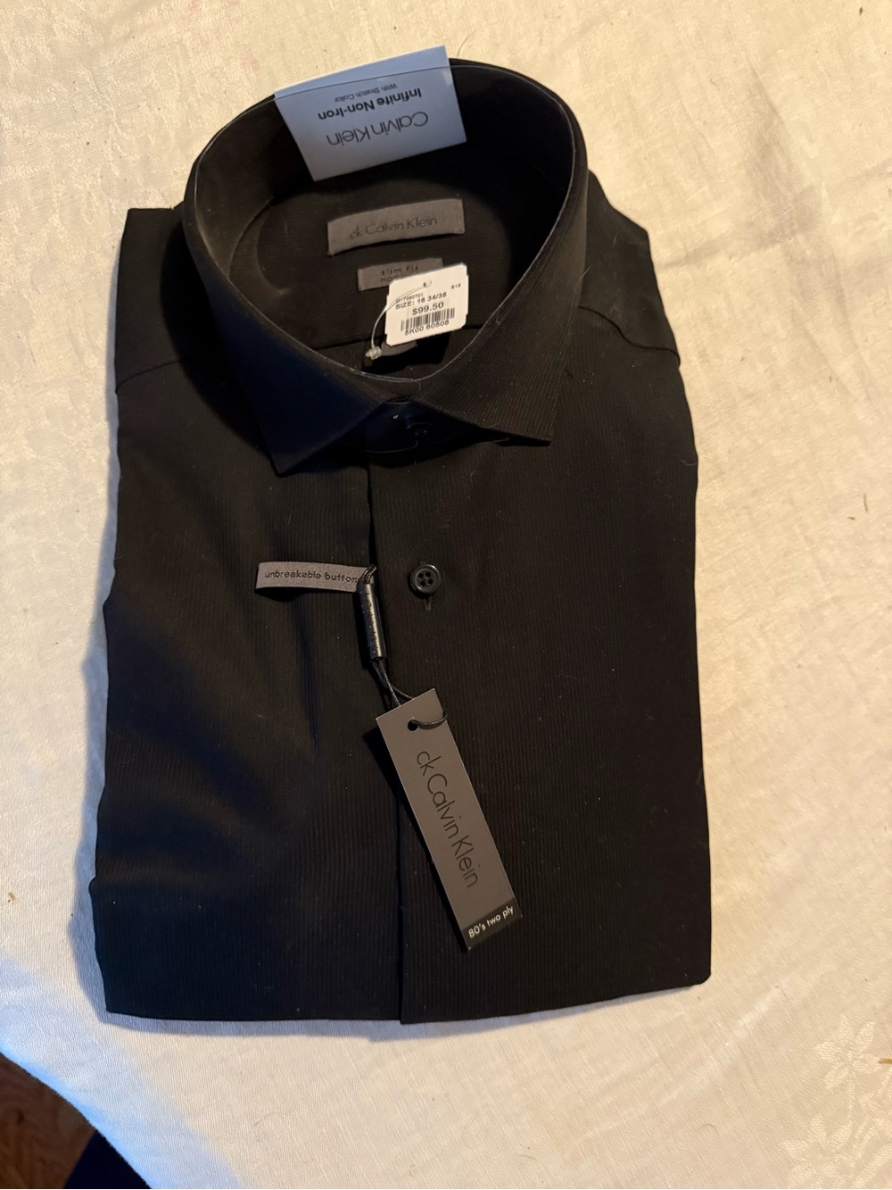 Calvin Klein Men's Black Dress Shirt - Solid Black